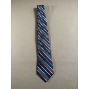 Lilly Dache Luxury Tie Retro Blue Striped Silk Blend‎ Necktie Classic